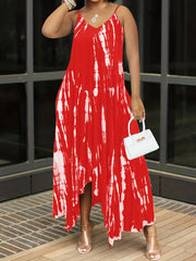 Women's Plus Tie Dye V-Neck Cami Dress with Pockets