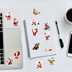 50pcs Santa Claus Stickers Set for Christmas Cards & Notebooks