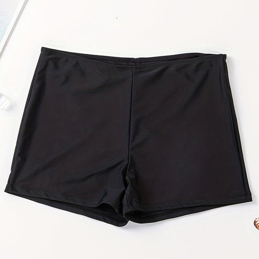 Solid Stretchy Swim Suit Bottoms Elastic Waistband Boxer Trunks
