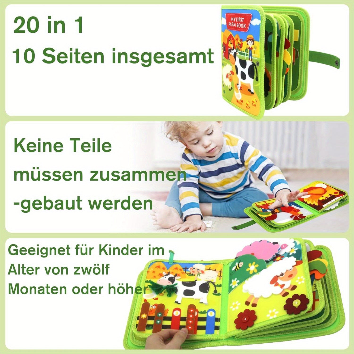 My First Farm Book Busy Board for Youngsters - Animals, Tools, Weather