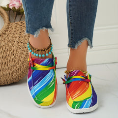 Women's Multicolor Canvas Shoes Casual Lace Up Low Top Lightweight Outdoor Shoes