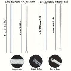 8pcs Reusable Straws Replacement with 4pcs Cleaning Brushes