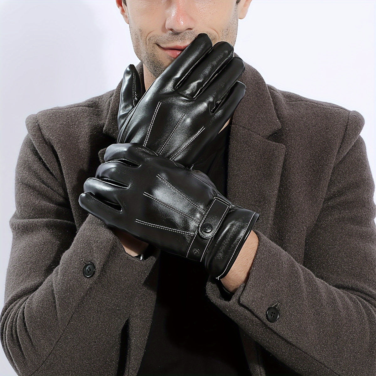 Men's Warm Velvet Lined Gloves for Cycling and Riding