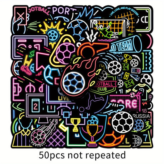 50pcs Neon Football Stickers for DIY Luggage Sports Decor