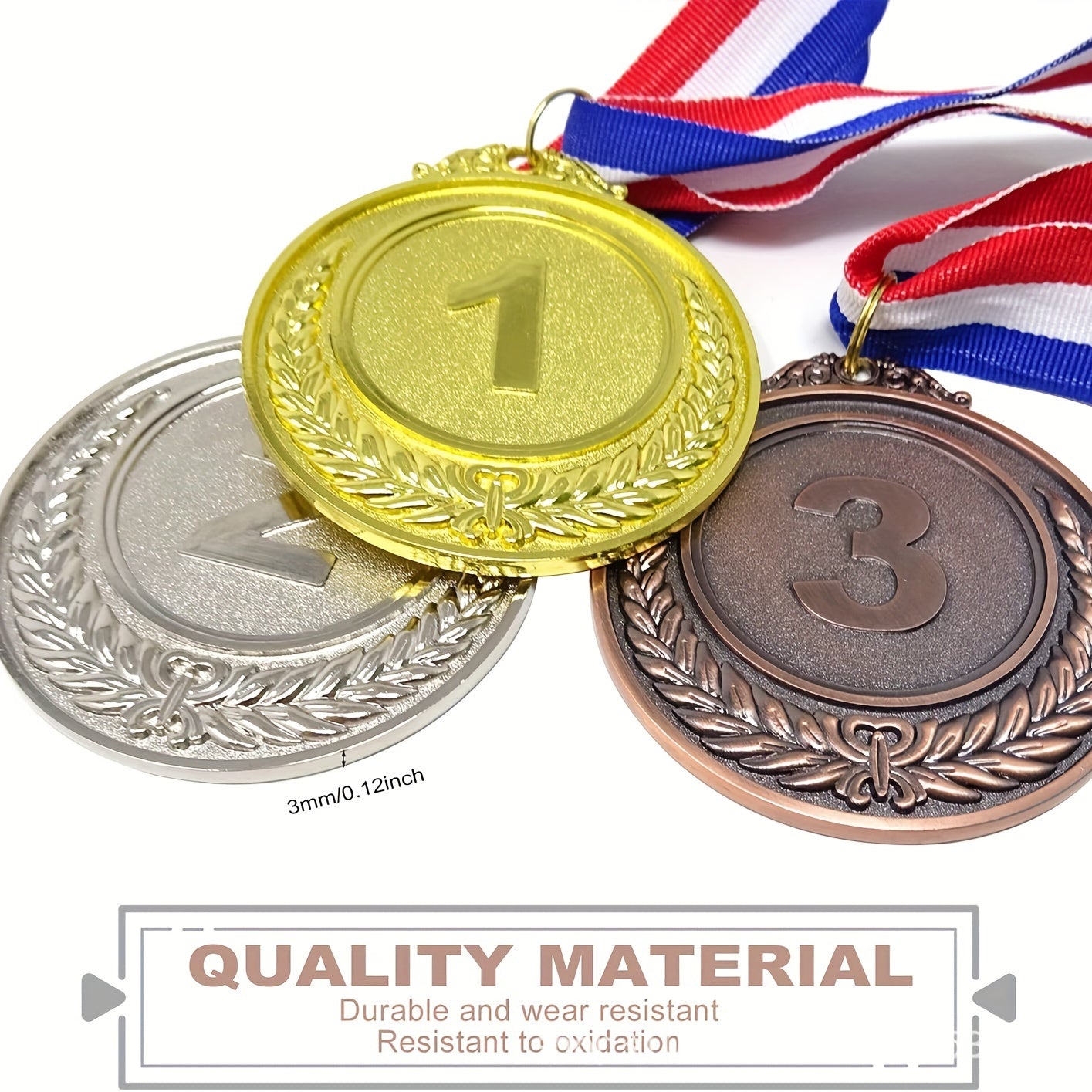 12pcs Olympic Style Award Medals with Neck Ribbon