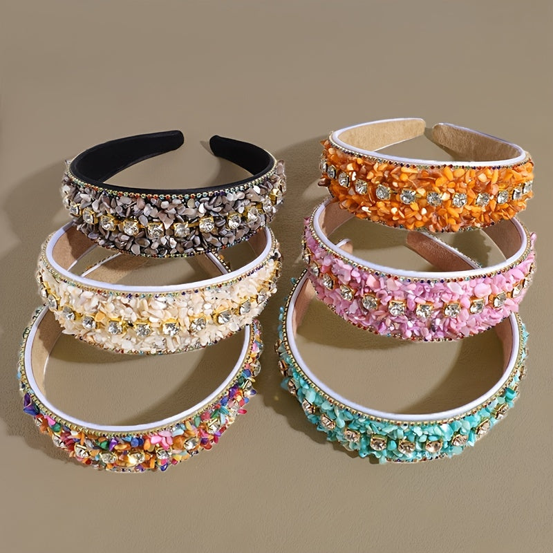 Wide Edge Rhinestone Hair Hoop Baroque Style