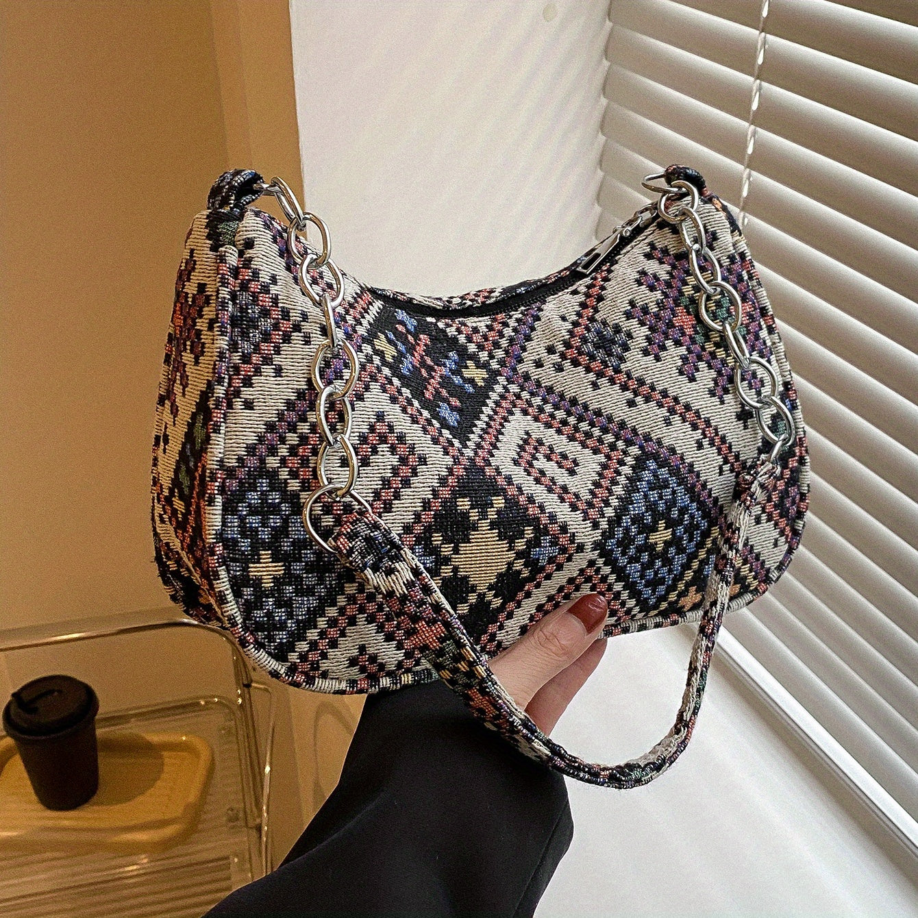Vintage Ethnic Pattern Shoulderbag Zipper All Match Underarm Bag