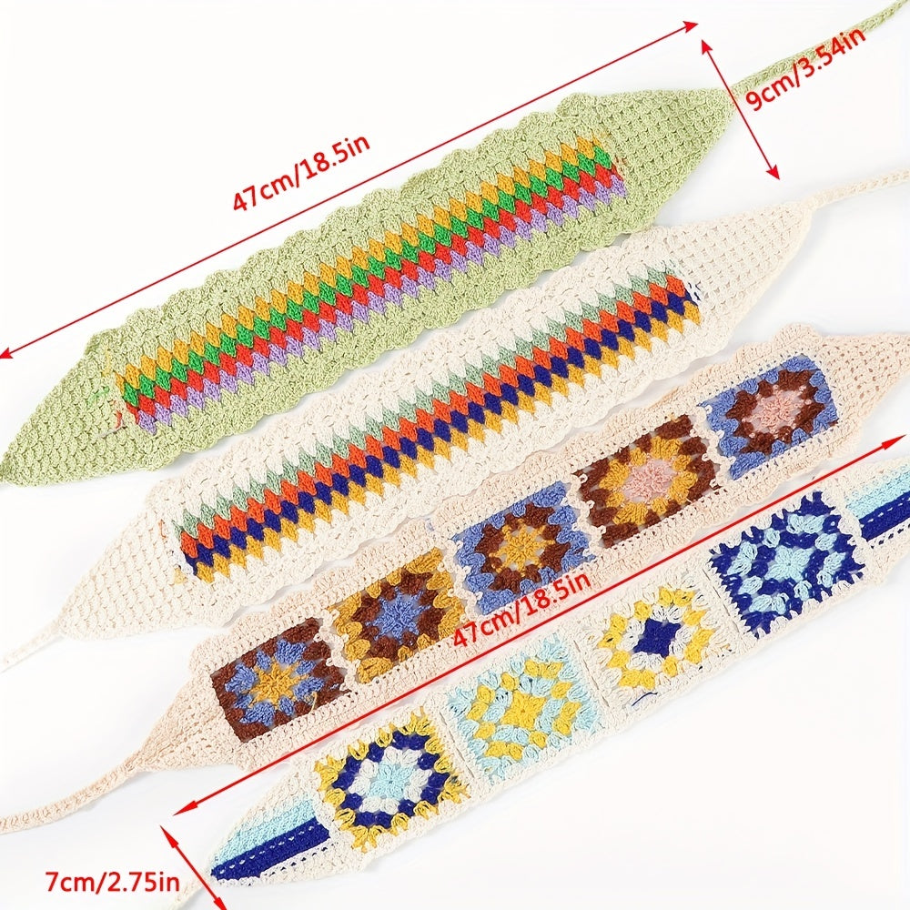 Boho Style Knitted Headband Flower Crochet Hair Band