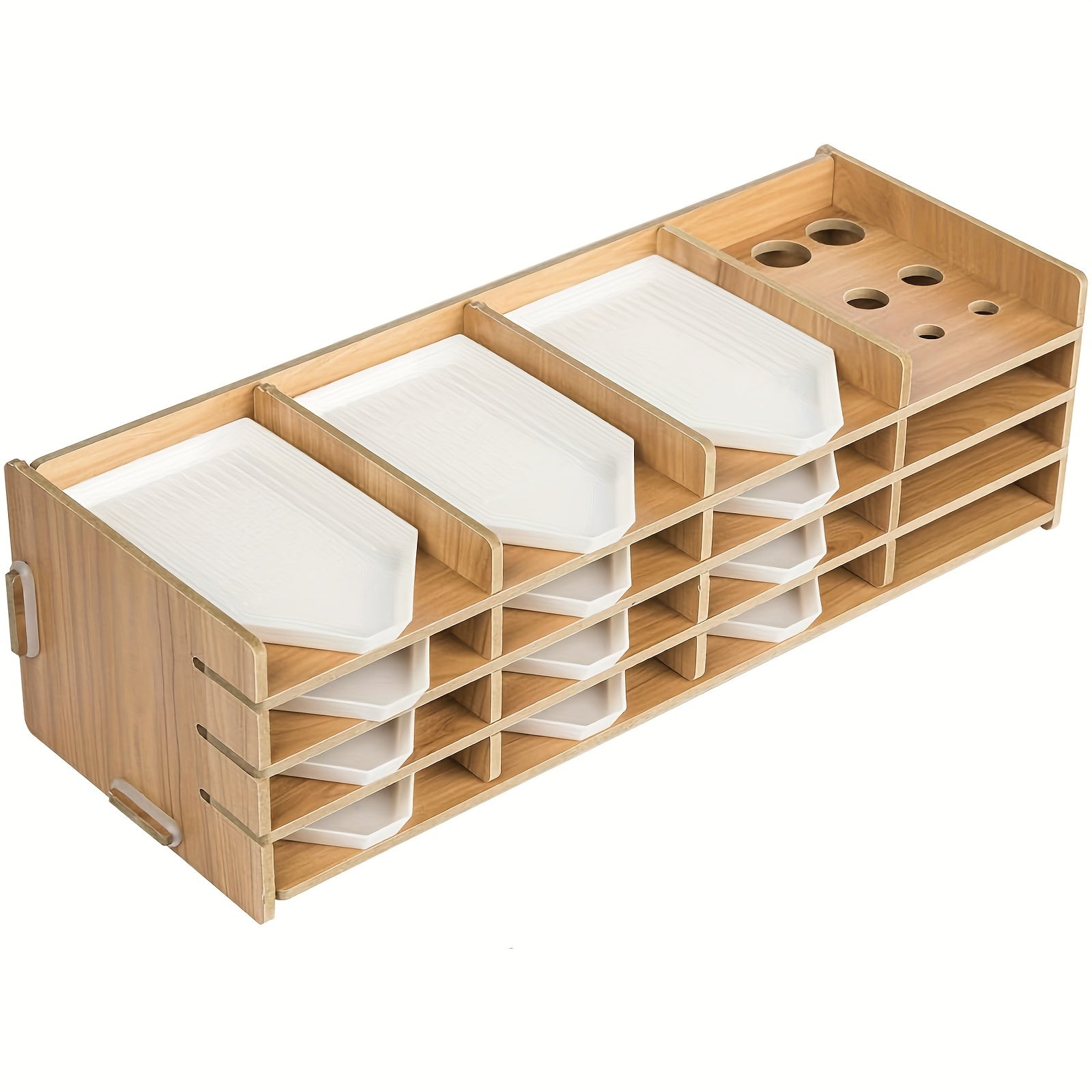 Wooden Diamond Painting Tray Organizer with 16 Grids and 12 Trays