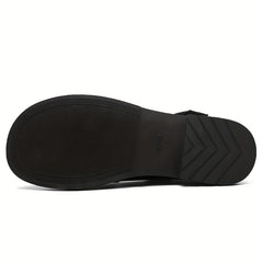 Women's British Style Loafers with Ankle Buckle Strap