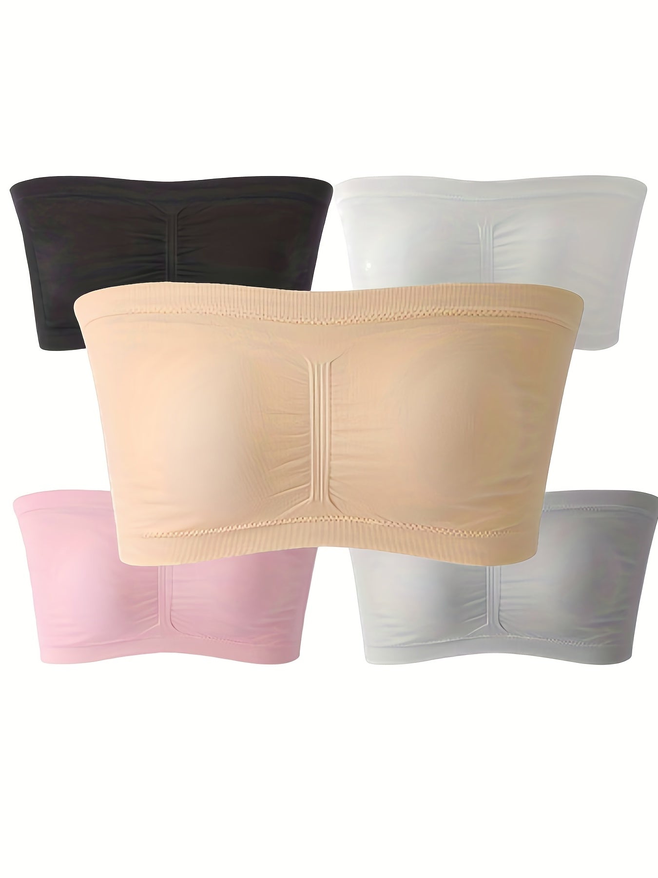 5pcs Seamless Stretch Bandeau Bras Wireless Everyday Bra Women's Lingerie