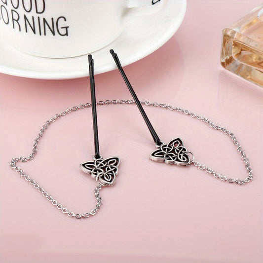 Viking Runes Hairpin Hair Clip With Metal Chain Vintage Hair Pin