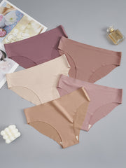 5pcs Seamless Solid Briefs Comfy & Breathable Intimates Panties Women's Lingerie