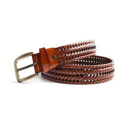 Men's Braided Leather Belt for Casual Jeans Pants