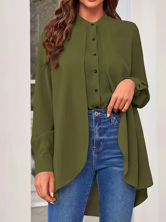  Lantern Sleeve Button Up Blouse