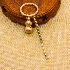 Portable Brass Ear Pick Keychain with Gourd Pendant