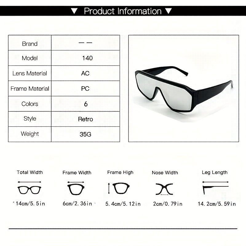 Men's Vintage One Piece Lens Stainless Steel Sunglasses