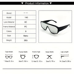 Men's Vintage One Piece Lens Stainless Steel Sunglasses