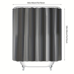 Waterproof Shower Curtain Plain Solid Fabric with 12 Hooks