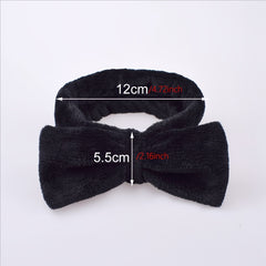 Soft Headband Elastic Bowknot Coral Fleece Head Wrap for Skincare Makeup
