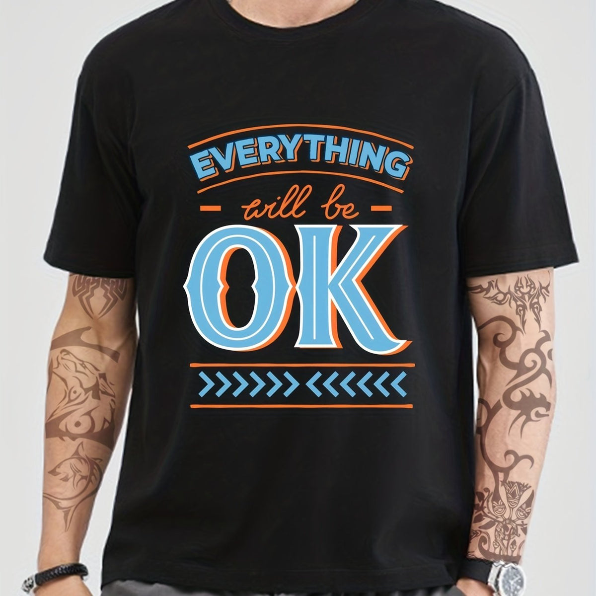 Men's Everything Will Be OK Print Graphic Crew Neck Tee