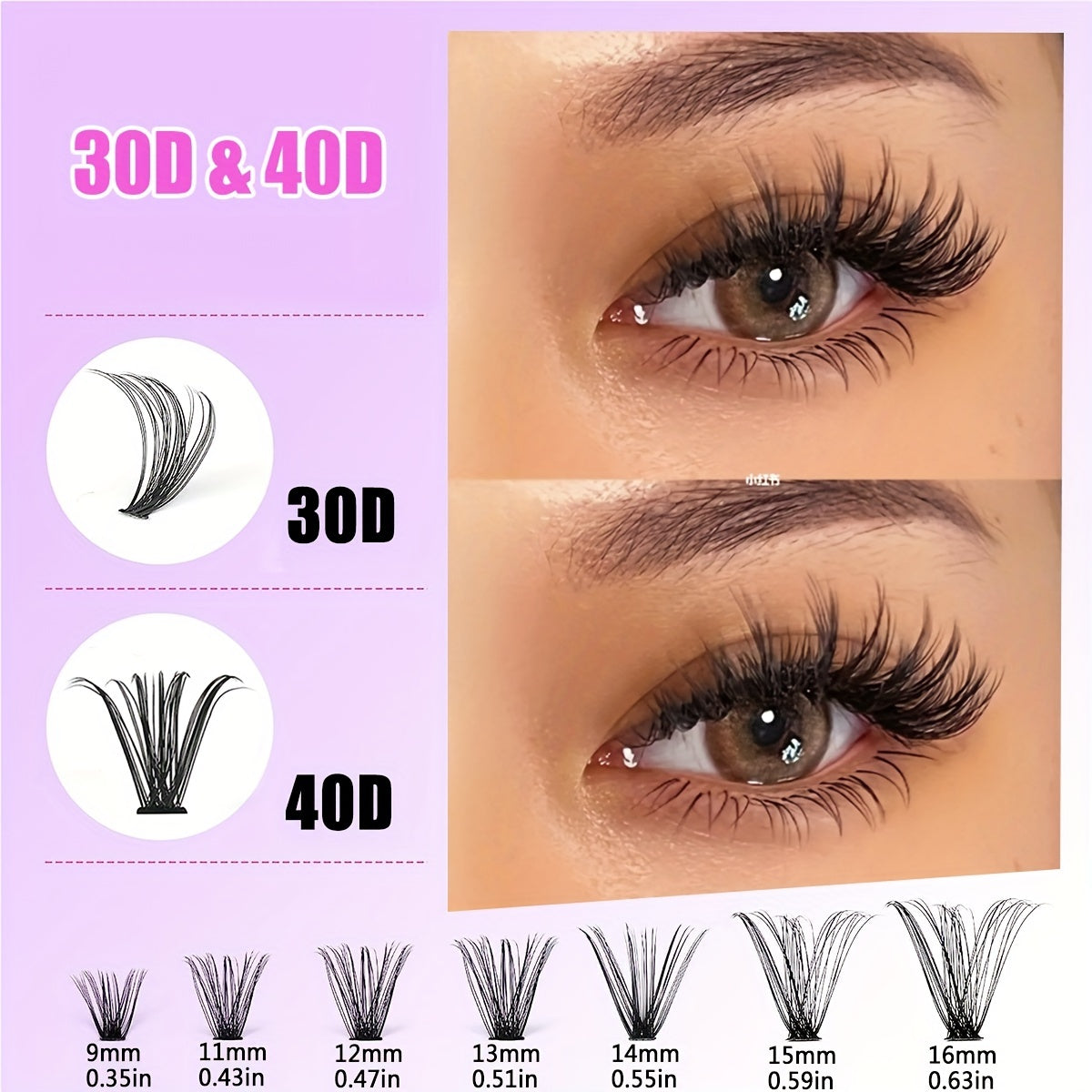 280Pcs DIY Eyelash Extension Set Curling False Eyelash Set 30D 40D 50D 9 16MM