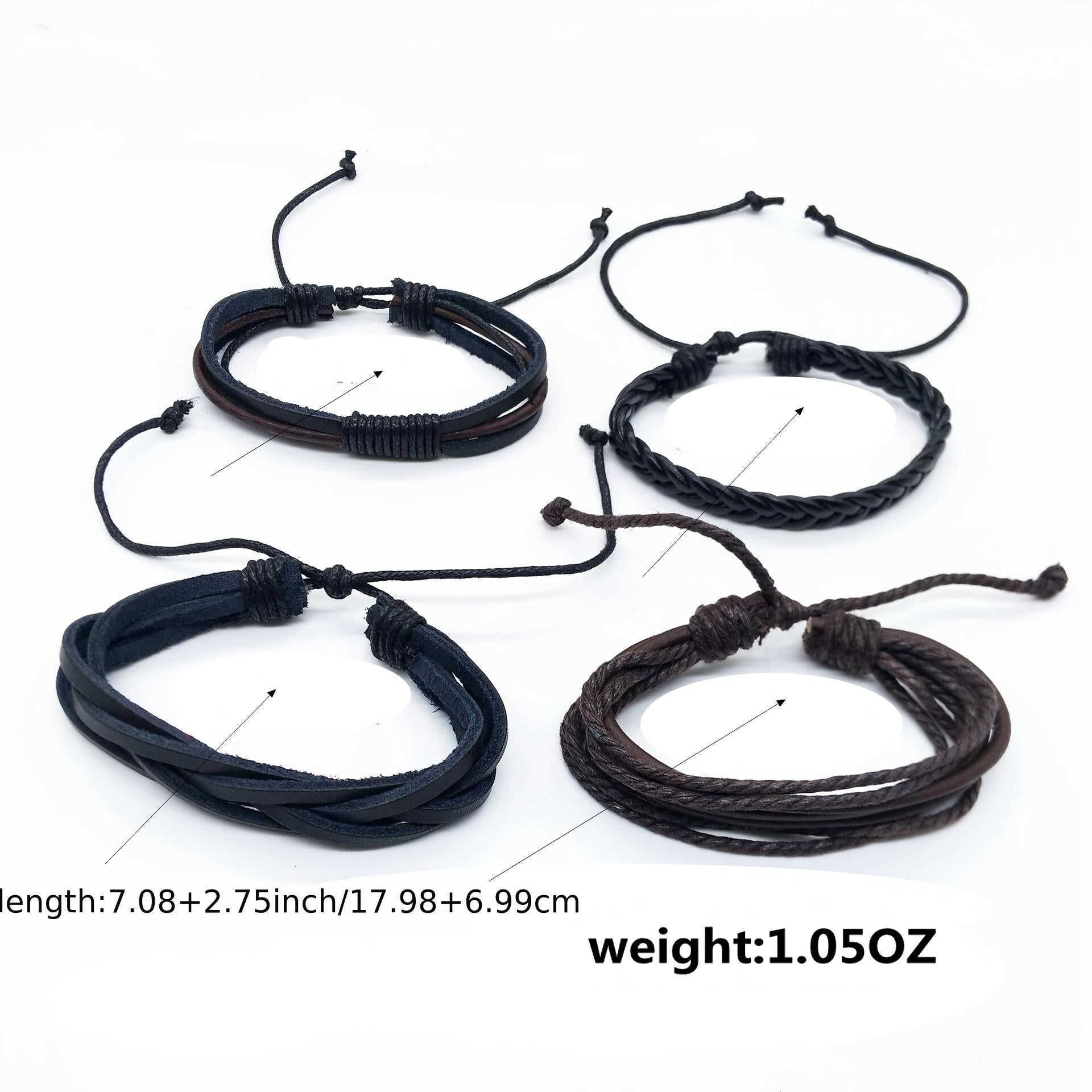 4 Pcs Multilayer Braided Bracelet Set Women Punk Style Jewelry