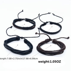 4 Pcs Multilayer Braided Bracelet Set Women Punk Style Jewelry