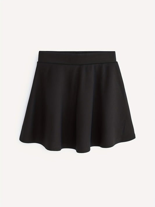Girls High Waist Flared Knit Skirt For Kids