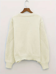  Solid Long Sleeve Round Neck Sweater