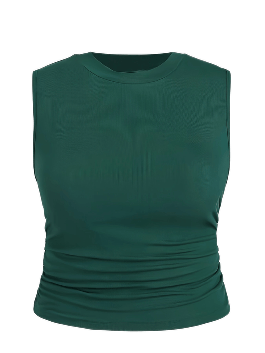  Casual Tank Top Women's Plus Solid Round Neck High Stretch Vest Top
