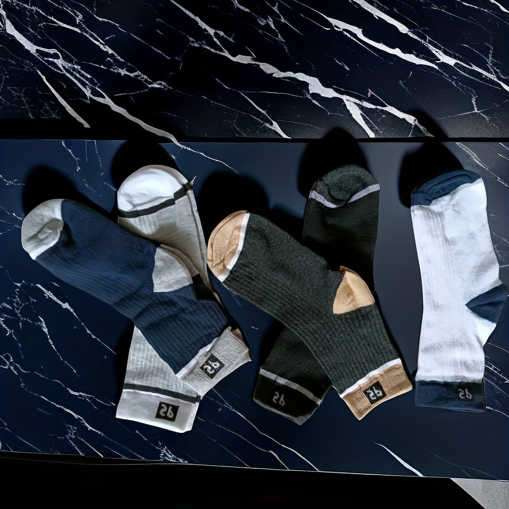 5pcs Men's Casual Sports Socks Anti-odor Absorbent