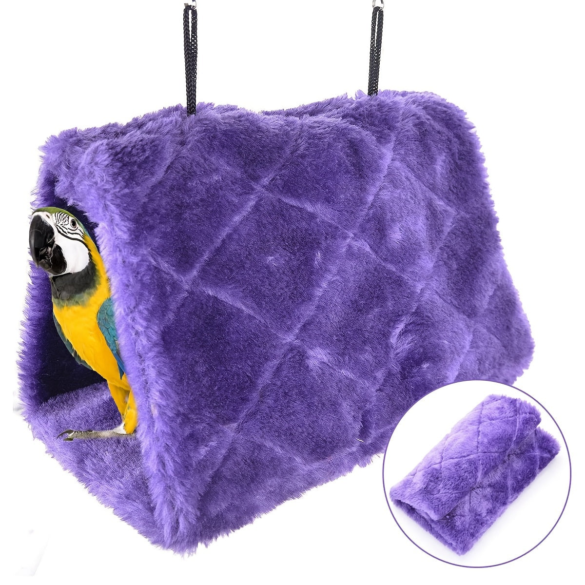 Plush Bird Hammock Cozy Hanging Hut for Parakeets Cockatiels Lovebirds Budgies