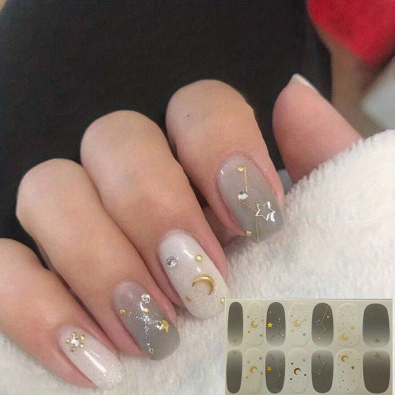 1pcs Nail Wraps Full Cover Nail Stickers With Nail Rubbing Strips
