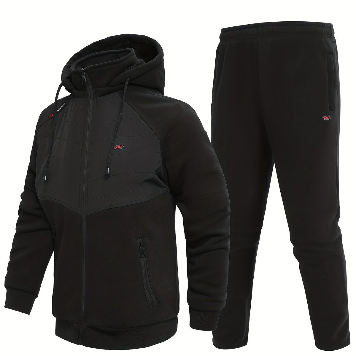 Men's Sports Suit Thick Active Zip Up Hooded Jacket & Comfy Pants