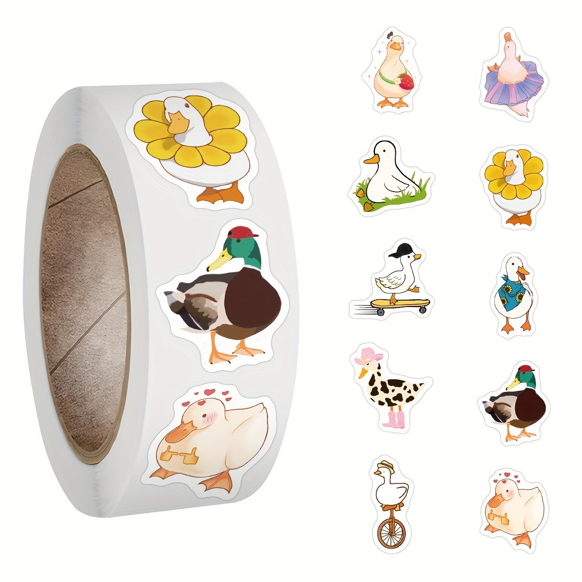 500pcs Cartoon Duck Stickers Roll for Water Bottles Laptop Phone