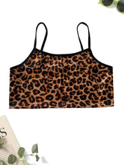 Leopard Print Crop Cami Top Y2K Summer Sleeveless Top Women's Clothing