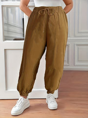  Solid Drawstring Elastic Waist Fitness Joggers