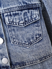 Girl's Denim 2pcs Button Front Jacket & Skirt Set Y2K Style