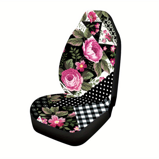Stylish Rose Print Universal Seat Cover for Car Interior Upgrade