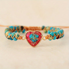 Red Imperial Stone Bracelet Peach Heart Love Hand String Braided Bracelet