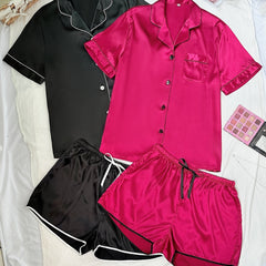 4 Pack Plus Size Pajama Set Women's Button Up