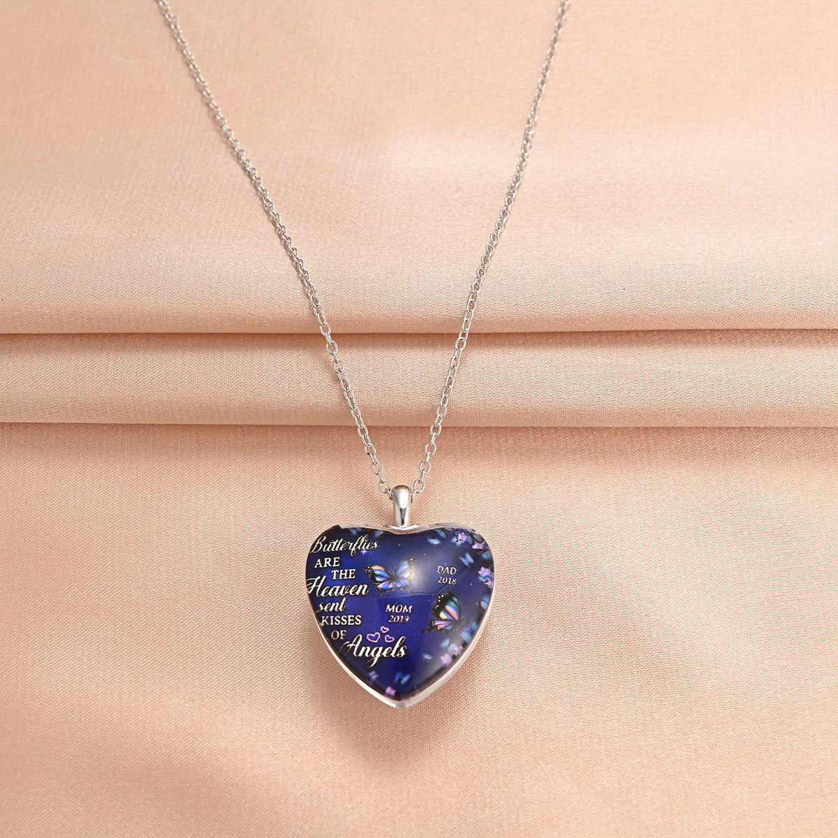 Purple Butterfly Heart Crystal Pendant Necklace for Women