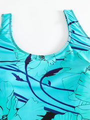 Floral Print Backless One Piece Swimsuit Plus Size Women's Bathing Suit