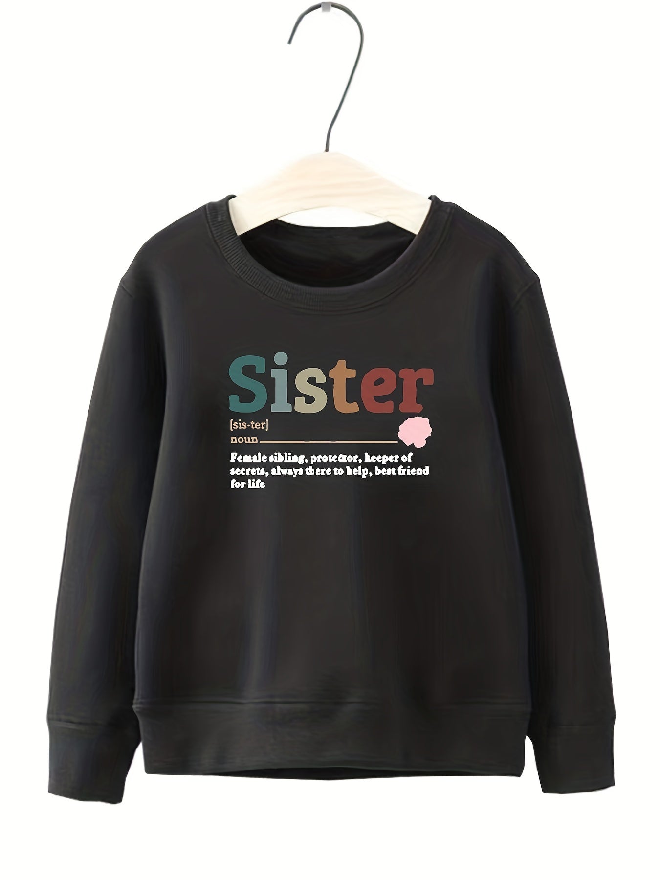 Girls Sister Letter Print Sweatshirt Top Pullovers