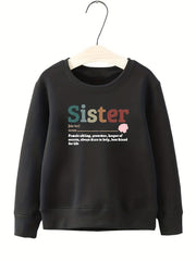 Girls Sister Letter Print Sweatshirt Top Pullovers