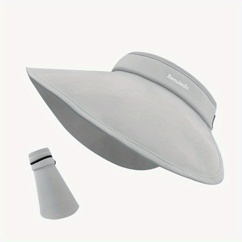 Wide Brim Foldable Visor Hat Solid UV Protection Sun Hat