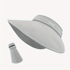 Wide Brim Foldable Visor Hat Solid UV Protection Sun Hat