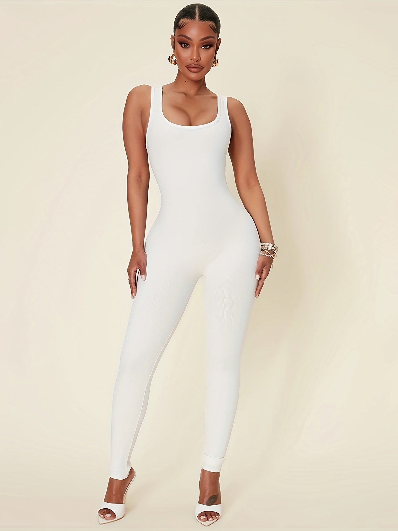 Slimming Yoga Jumpsuit Square Neck High Stretch Sports Bodysuit