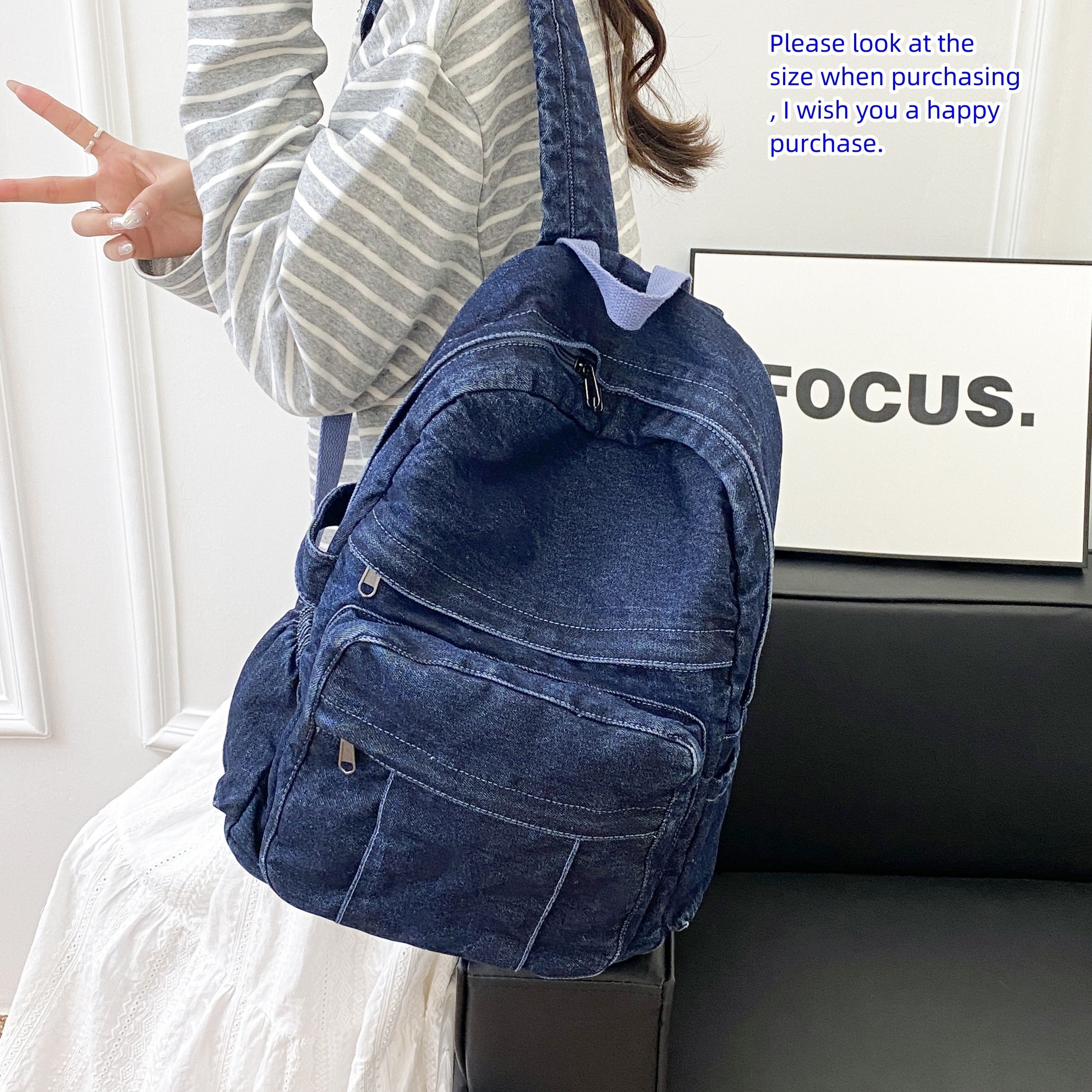 Vintage Style Denim Backpack for Women